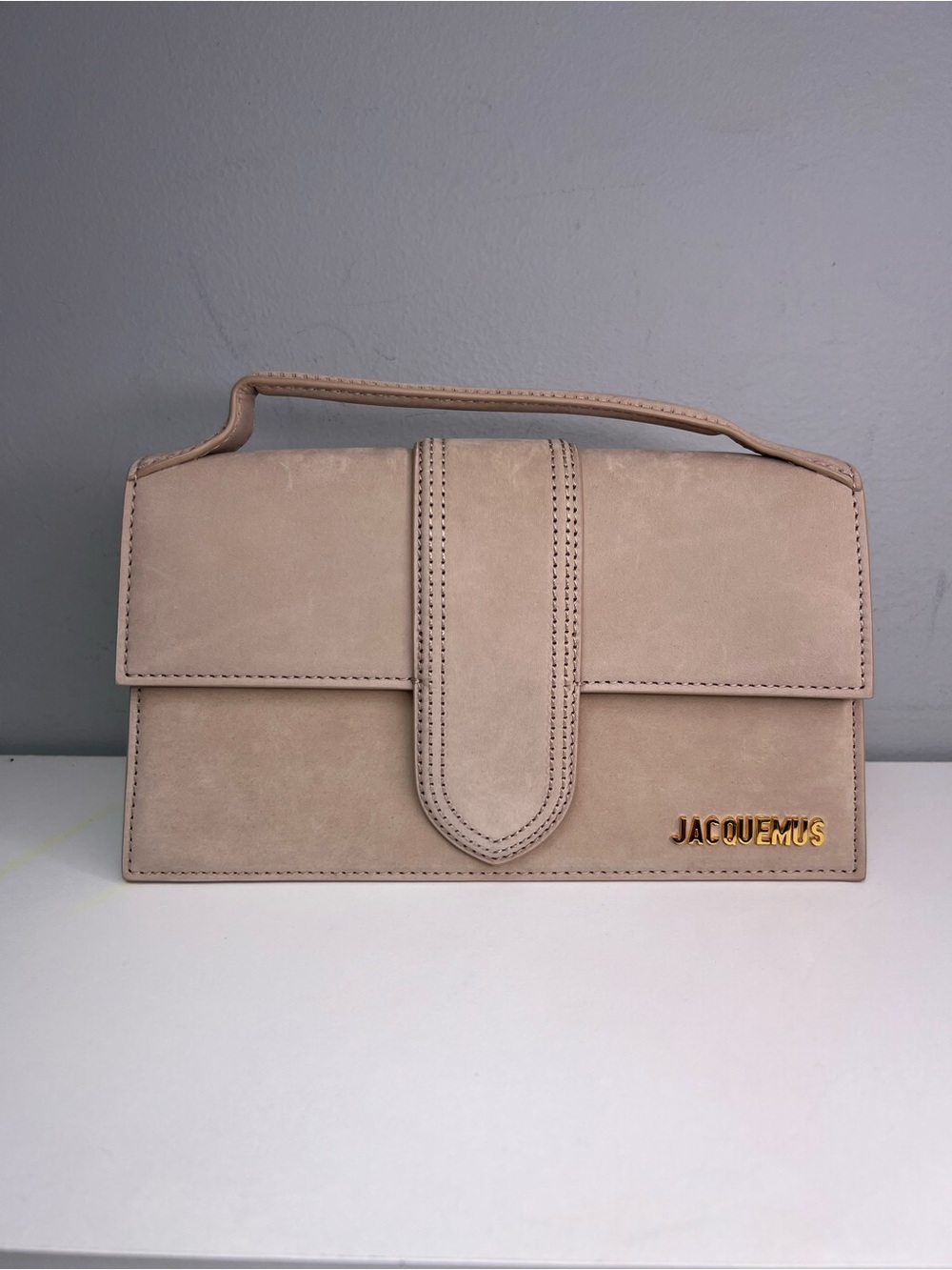 Jacquemus Blush Beige Leather Top Handle Clutch